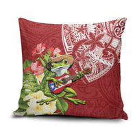 Puerto Rico Coqui Frog Pillow Cover Tropical Flowers Polynesian Style - Wonder Print Shop