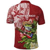 Puerto Rico Coqui Frog Polo Shirt Tropical Flowers Polynesian Style - Wonder Print Shop