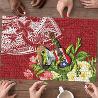Puerto Rico Coqui Frog Puzzle Tropical Flowers Polynesian Style - Wonder Print Shop