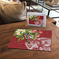 Puerto Rico Coqui Frog Puzzle Tropical Flowers Polynesian Style - Wonder Print Shop