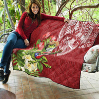 Puerto Rico Coqui Frog Quilt Tropical Flowers Polynesian Style - Wonder Print Shop