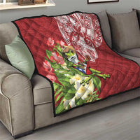 Puerto Rico Coqui Frog Quilt Tropical Flowers Polynesian Style - Wonder Print Shop
