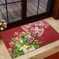 Puerto Rico Coqui Frog Rubber Doormat Tropical Flowers Polynesian Style - Wonder Print Shop