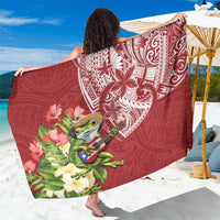 Puerto Rico Coqui Frog Sarong Tropical Flowers Polynesian Style - Wonder Print Shop