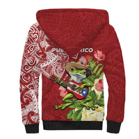 Puerto Rico Coqui Frog Sherpa Hoodie Tropical Flowers Polynesian Style - Wonder Print Shop