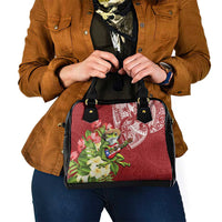 Puerto Rico Coqui Frog Shoulder Handbag Tropical Flowers Polynesian Style - Wonder Print Shop