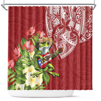 Puerto Rico Coqui Frog Shower Curtain Tropical Flowers Polynesian Style - Wonder Print Shop
