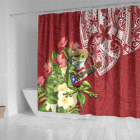 Puerto Rico Coqui Frog Shower Curtain Tropical Flowers Polynesian Style - Wonder Print Shop