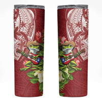 Puerto Rico Coqui Frog Skinny Tumbler Tropical Flowers Polynesian Style - Wonder Print Shop