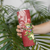 Puerto Rico Coqui Frog Skinny Tumbler Tropical Flowers Polynesian Style - Wonder Print Shop