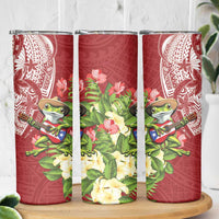 Puerto Rico Coqui Frog Skinny Tumbler Tropical Flowers Polynesian Style - Wonder Print Shop