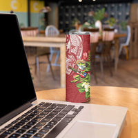 Puerto Rico Coqui Frog Skinny Tumbler Tropical Flowers Polynesian Style - Wonder Print Shop
