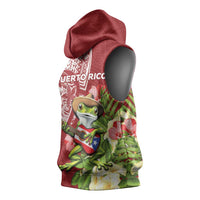 Puerto Rico Coqui Frog Sleeveless Hoodie Tropical Flowers Polynesian Style - Wonder Print Shop