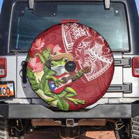 Puerto Rico Coqui Frog Spare Tire Cover Tropical Flowers Polynesian Style - Wonder Print Shop