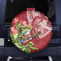 Puerto Rico Coqui Frog Spare Tire Cover Tropical Flowers Polynesian Style - Wonder Print Shop