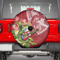 Puerto Rico Coqui Frog Spare Tire Cover Tropical Flowers Polynesian Style - Wonder Print Shop