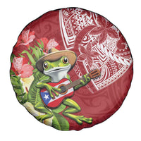 Puerto Rico Coqui Frog Spare Tire Cover Tropical Flowers Polynesian Style - Wonder Print Shop