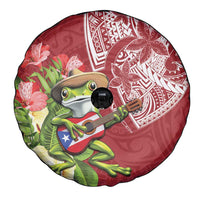 Puerto Rico Coqui Frog Spare Tire Cover Tropical Flowers Polynesian Style - Wonder Print Shop