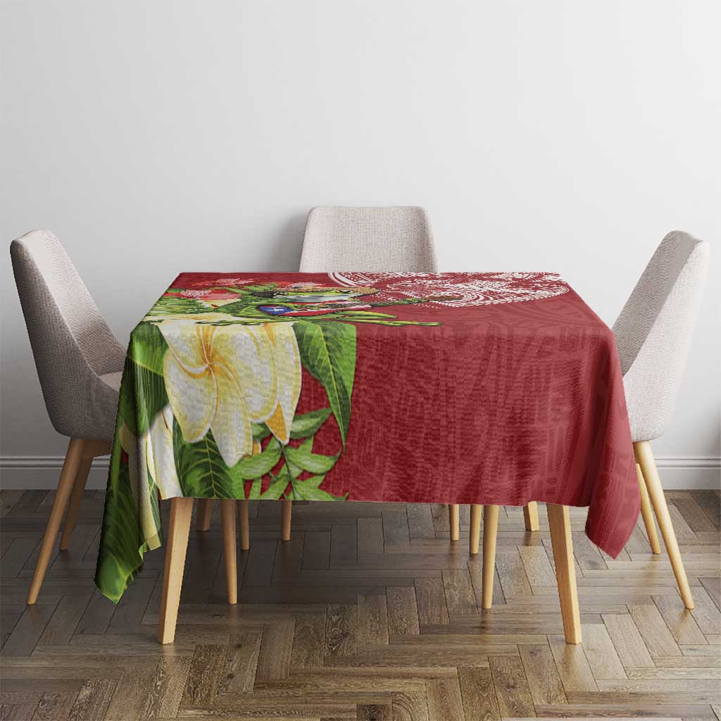Puerto Rico Coqui Frog Tablecloth Tropical Flowers Polynesian Style - Wonder Print Shop