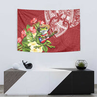 Puerto Rico Coqui Frog Tapestry Tropical Flowers Polynesian Style - Wonder Print Shop