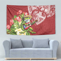 Puerto Rico Coqui Frog Tapestry Tropical Flowers Polynesian Style - Wonder Print Shop