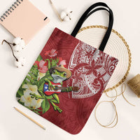 Puerto Rico Coqui Frog Tote Bag Tropical Flowers Polynesian Style - Wonder Print Shop