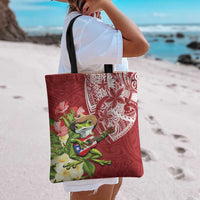 Puerto Rico Coqui Frog Tote Bag Tropical Flowers Polynesian Style - Wonder Print Shop