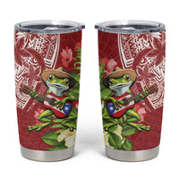 Puerto Rico Coqui Frog Tumbler Cup Tropical Flowers Polynesian Style - Wonder Print Shop