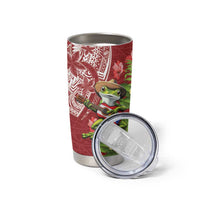 Puerto Rico Coqui Frog Tumbler Cup Tropical Flowers Polynesian Style - Wonder Print Shop