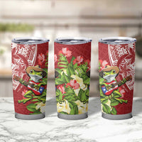 Puerto Rico Coqui Frog Tumbler Cup Tropical Flowers Polynesian Style - Wonder Print Shop