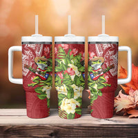Puerto Rico Coqui Frog Tumbler With Handle Tropical Flowers Polynesian Style - Wonder Print Shop