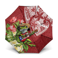Puerto Rico Coqui Frog Umbrella Tropical Flowers Polynesian Style - Wonder Print Shop