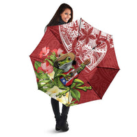 Puerto Rico Coqui Frog Umbrella Tropical Flowers Polynesian Style - Wonder Print Shop