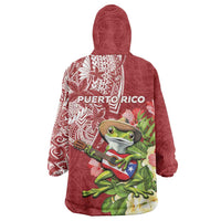 Puerto Rico Coqui Frog Wearable Blanket Hoodie Tropical Flowers Polynesian Style - Wonder Print Shop