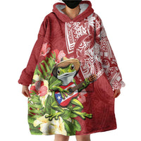 Puerto Rico Coqui Frog Wearable Blanket Hoodie Tropical Flowers Polynesian Style - Wonder Print Shop