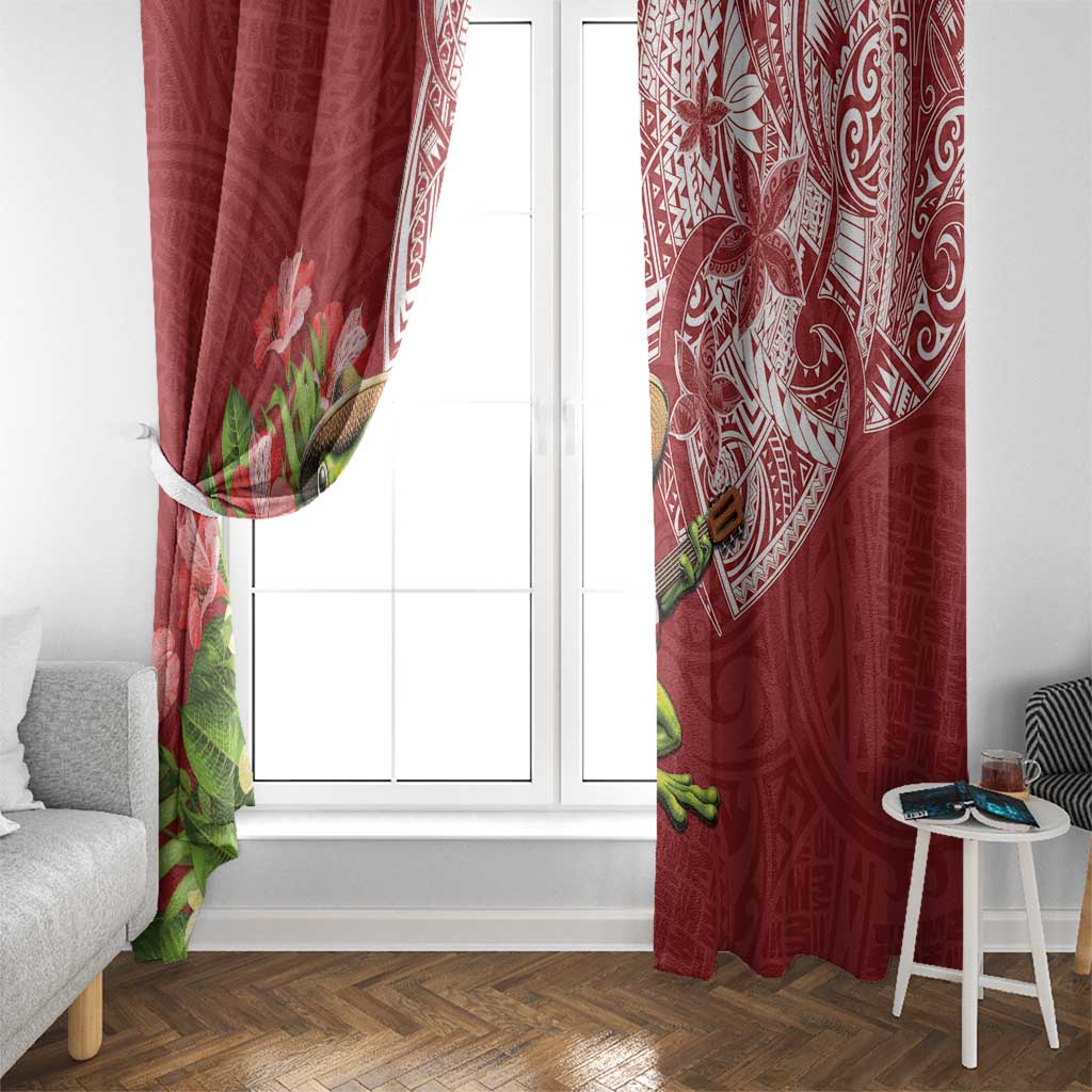 Puerto Rico Coqui Frog Window Curtain Tropical Flowers Polynesian Style - Wonder Print Shop