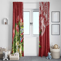 Puerto Rico Coqui Frog Window Curtain Tropical Flowers Polynesian Style - Wonder Print Shop