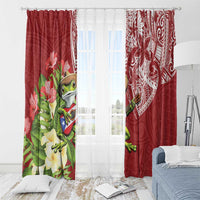 Puerto Rico Coqui Frog Window Curtain Tropical Flowers Polynesian Style - Wonder Print Shop
