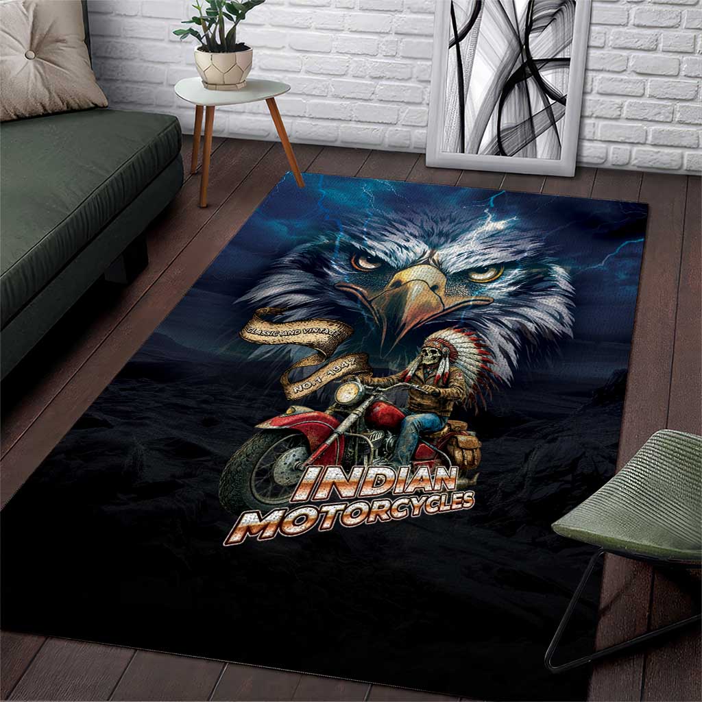 American Indian Legendary Motorcycle Area Rug Native American Retro Rider - Wonder Print Shop