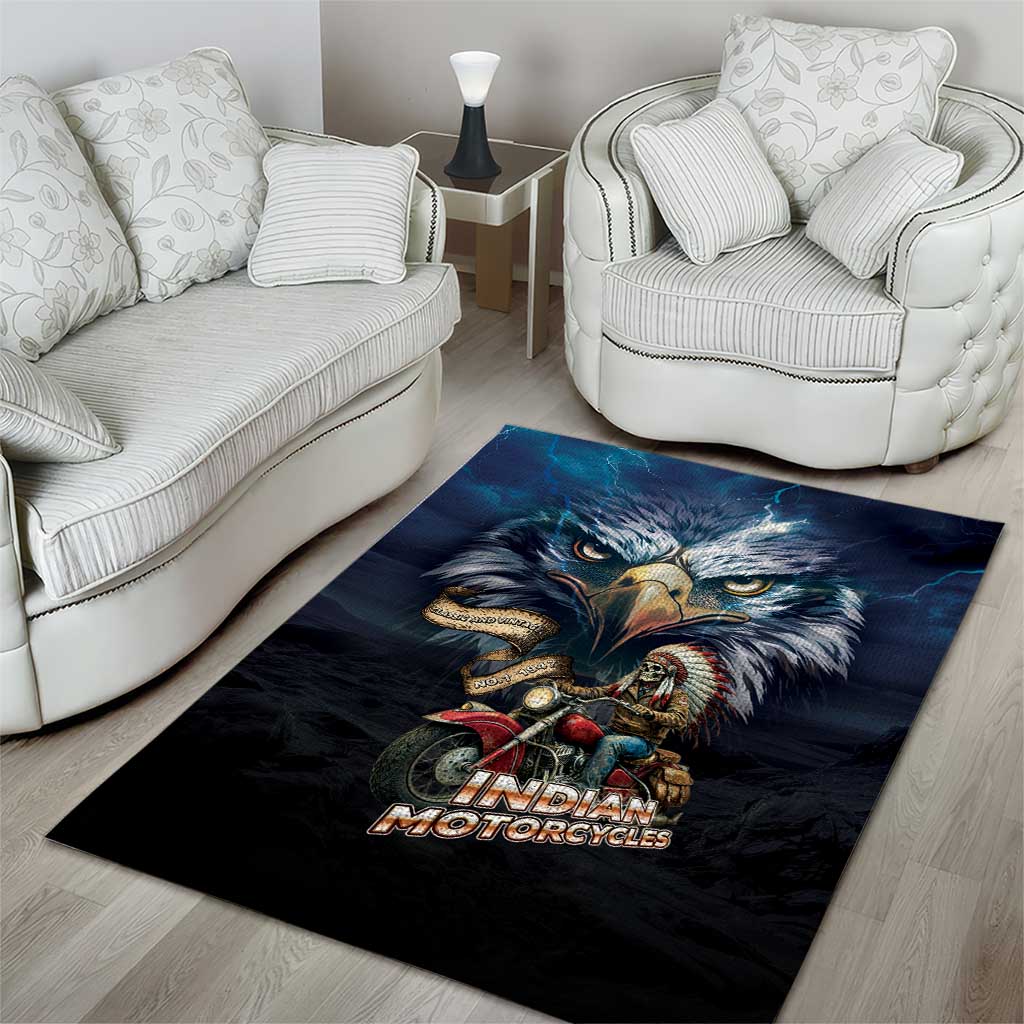 American Indian Legendary Motorcycle Area Rug Native American Retro Rider - Wonder Print Shop