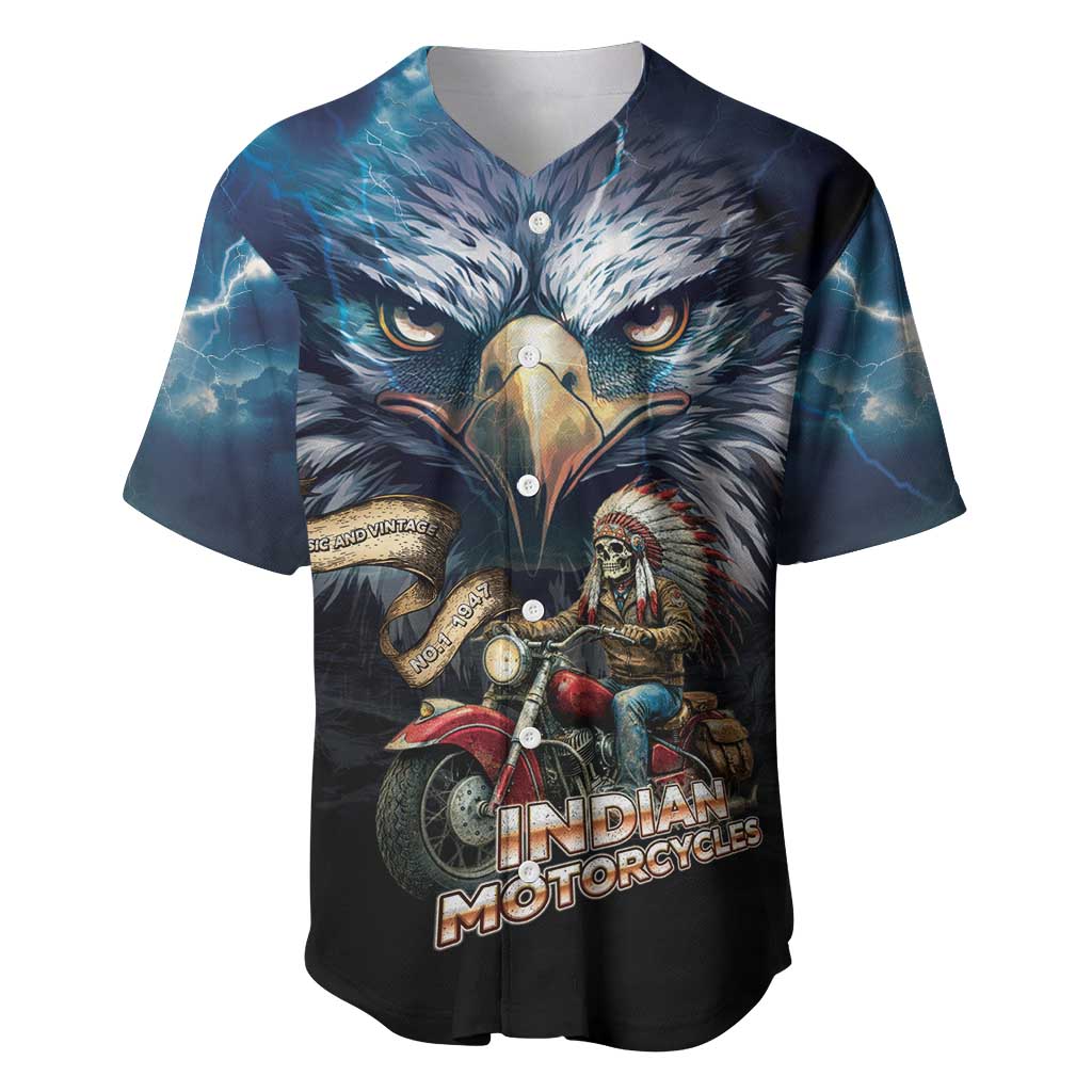 American Indian Legendary Motorcycle Baseball Jersey Native American Retro Rider - Wonder Print Shop