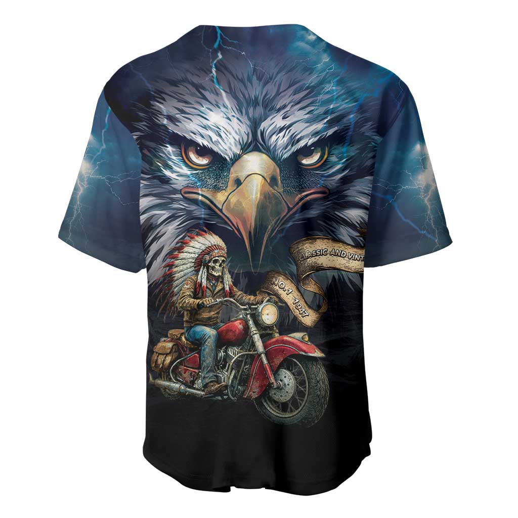 American Indian Legendary Motorcycle Baseball Jersey Native American Retro Rider - Wonder Print Shop