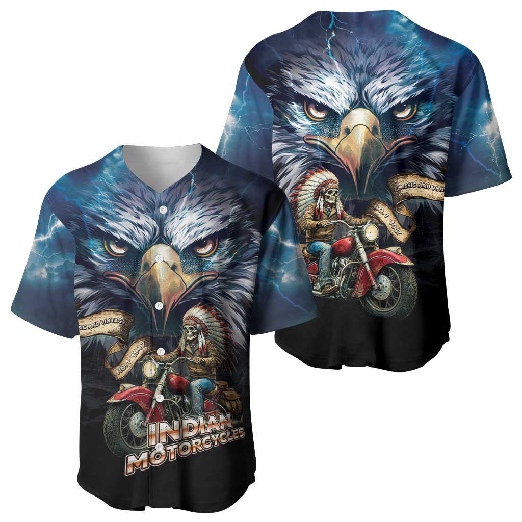 American Indian Legendary Motorcycle Baseball Jersey Native American Retro Rider - Wonder Print Shop