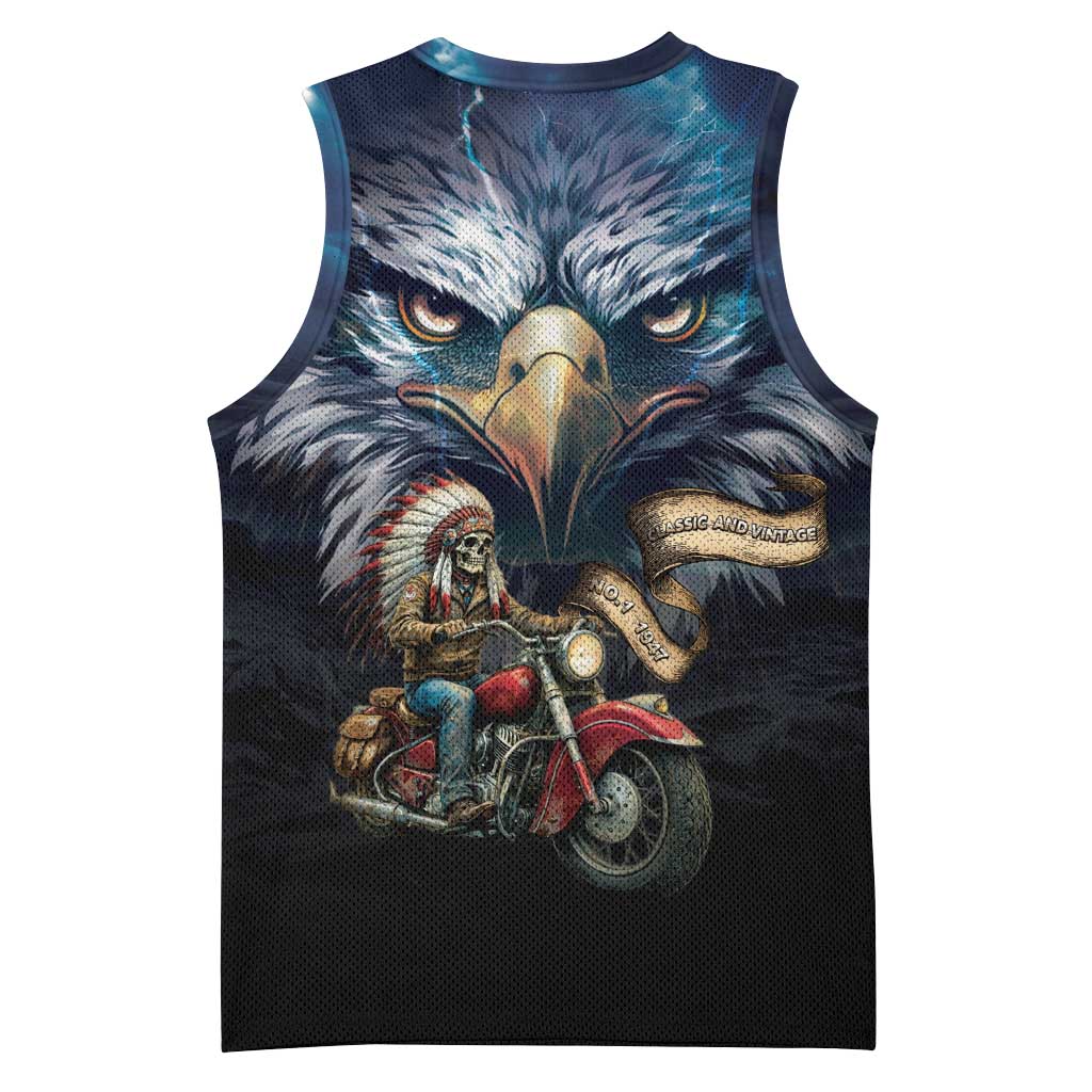 American Indian Legendary Motorcycle Basketball Jersey Native American Retro Rider - Wonder Print Shop