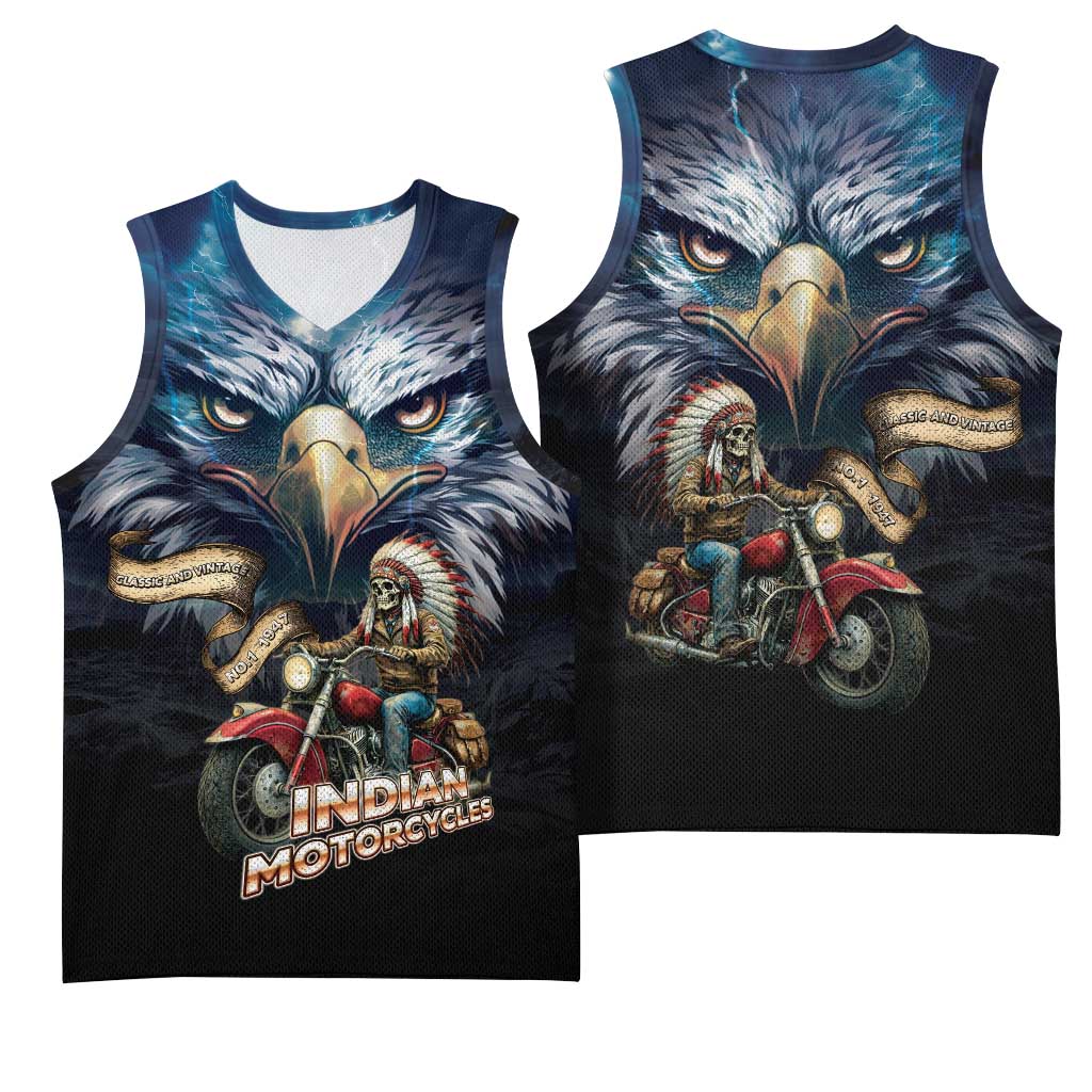 American Indian Legendary Motorcycle Basketball Jersey Native American Retro Rider - Wonder Print Shop