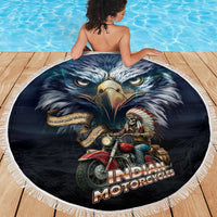 American Indian Legendary Motorcycle Beach Blanket Native American Retro Rider - Wonder Print Shop
