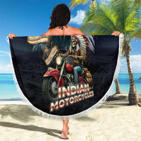 American Indian Legendary Motorcycle Beach Blanket Native American Retro Rider - Wonder Print Shop