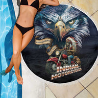 American Indian Legendary Motorcycle Beach Blanket Native American Retro Rider - Wonder Print Shop