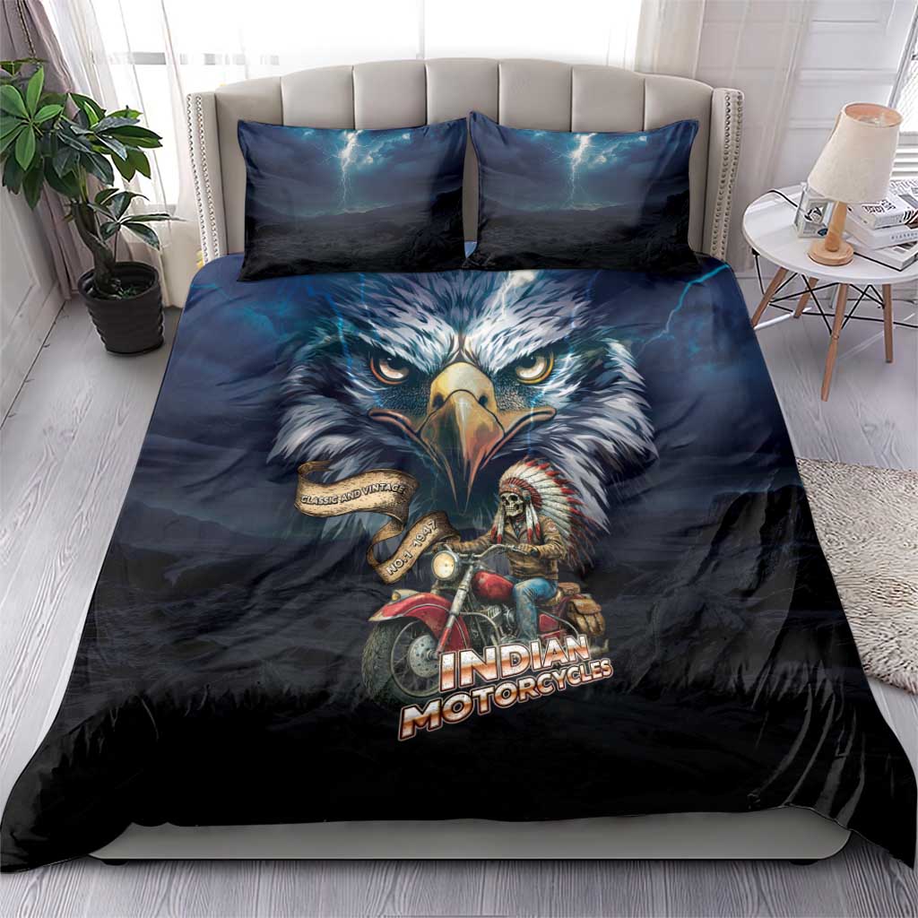 American Indian Legendary Motorcycle Bedding Set Native American Retro Rider - Wonder Print Shop