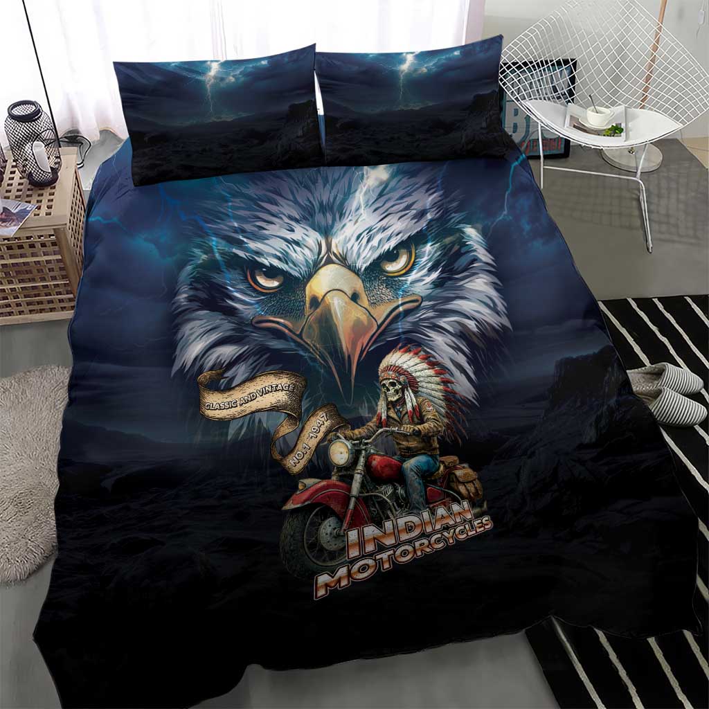 American Indian Legendary Motorcycle Bedding Set Native American Retro Rider - Wonder Print Shop
